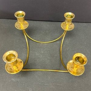 Vintage curved brass 4 way candle holder